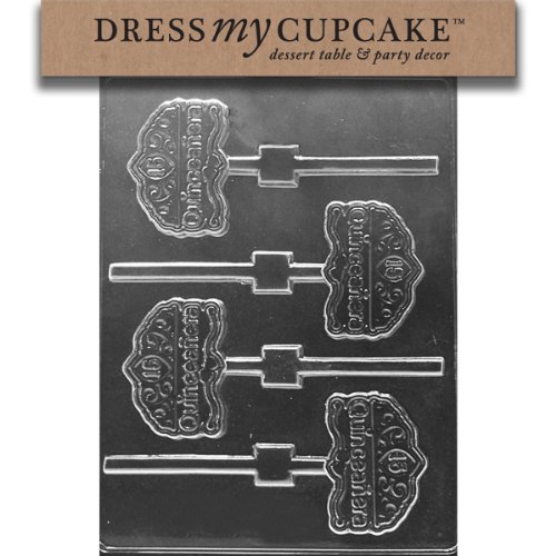 Dress My Cupcake DMCL046SET Chocolate Candy Mold, Quinceanera 15 On Tiara Lollipop, Set of 6