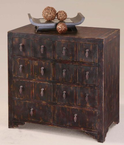 Designer Black Accent Apothecary Chest Dresser Asian