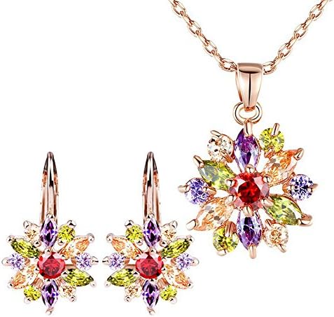 Luxury 18K Gold Plated Flower Jewelry Set With Crystal Jewelry For Women Wedding