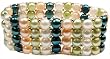 4 Rows of Fresh WaterTeal/Green/Beige/ White Colored Pearls with Sterling Silver