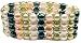 4 Rows of Fresh WaterTeal/Green/Beige/ White Colored Pearls with Sterling Silver