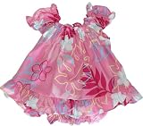 Monstera Plumeria Line Art Hawaiian Aloha Girl's Puff Sleeve Dress  Matching Panties 2PC Cabana Set - Infant Size