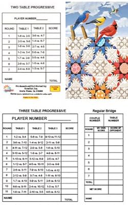 Bridge Tallies - Quilt Perch - (12 Pack) 2 & 3 Table Progessive