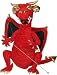 XXL - Handpuppe Drache rot Monster Tier Fabelwesen Fabel Märchen Handspielpuppe Kasperlfigur Kasperle Figur Plüsch Marionette Bauchredner Bauchrednerpuppe Puppe Beine rot