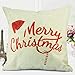 Homar Throw Pillow Covers - Merry Christmas Hat Print Pattern Decorative Pillow Case - Cotton Linen Square Pillowcases Cushion Cover Standard Size 18 x 18 for Couch Sofa Bed Automotive Seat Home Decor