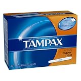 Tampax Cardboard Applicator, Super Plus Absorbency Tampons 40 Count (Pack of 2)