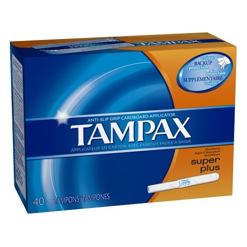 Tampax Cardboard Applicator, Super Plus Absorbency Tampons 40 Count (Pack of 2)