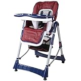 TecTake Kinderhochstuhl höhenverstellbar weinrot/blau