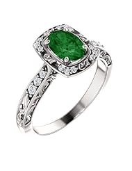 10K White Gold 7.00x5.00mm Oval Cut Chrome Tourmaline and Diamond Ring -- LIFETIME WARRANTY