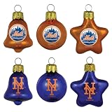 MLB New York Mets Blown Glass Ball, Bell & Star 6-Pack Ornament Set