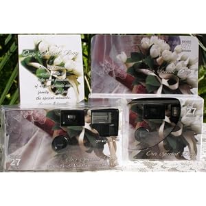 10 Pack Disposable Wedding Cameras with White Tulip Bouquet Design, 35mm, 27 Exp, New in Gift... by