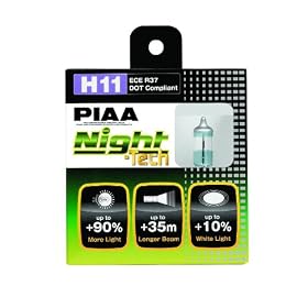 PIAA 10711 Night Tech 55 Watt H11 Upgrade Bulb - Pair