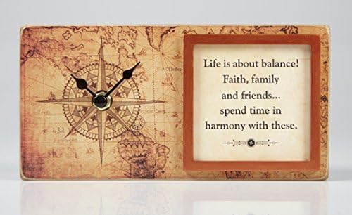 Blocks of Time Framed Tabletop Clock with Christian Verse, Life and Harmony, 8 Inch