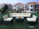 Outdoor Patio Wicker Furniture 7pcs All Weather Couch Set (Free Shipping