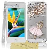 Bling Clear Handmade 3D Flower & Pink Skirt Girl Crystal Diamond Rhinestone Skin Case Cover For iPhone 5 5g