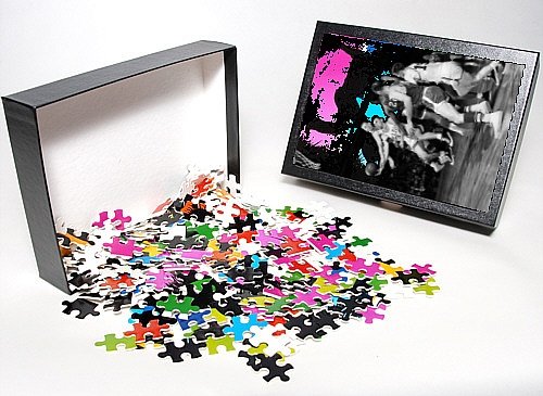 Photo Jigsaw Puzzle of BASKETBALL GAME, c1960. Bob Cousy of the Boston Celtics (number 14) jumps for from Granger Art on Demand