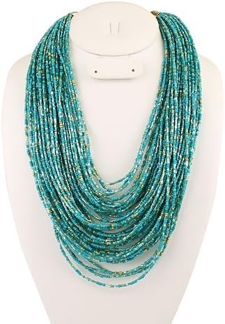 Multi-layered Turquoise and Gold Beaded Necklace