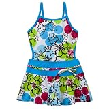 Girls' Xhilaration Floral Skirt Swim Set - Olive