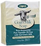 Canus Goat's Milk Rich Pure Moisturizing Vegetable Oil Soap, Fragrance Free, 15 oz, 3 ct (Quantity of 4)