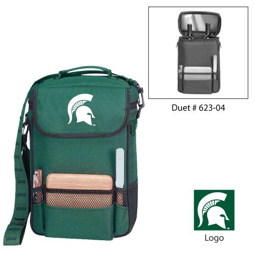 Michigan State Spartans NCAA Duet Wine and Cheese Tote (Hunter Green) (Embroidered Logo)