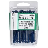 Midwest Slotted Hex Head Concrete Screw, 3/16 x 3 1/4