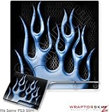 Sony PS3 Slim Skin - Metal Flames Blue