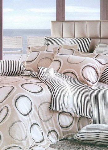 4-pc Romantic Gray Floral Tencel Duvet Cover Bedding Set Full / Queen Size