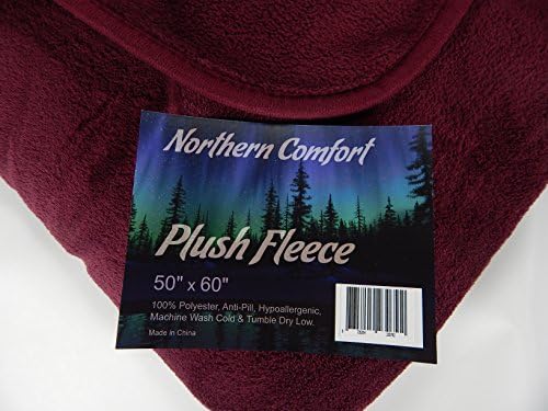 Northern Comfort Plush Fleece 50 Inch By 60 Inch Throw Blanket (Burgundy)