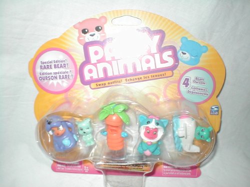 Party Animals - Orange Walrus, Light Blue Palm Tree, Pink Kitten, Turquoise Plane