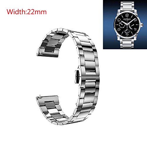 Gooq Stainless Steel 22mm Push Button Hidden Clasp Watch Band - Main Image