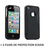 Etui Noir ORIGINAL Le S de MUZZANO pour APPLE IPHONE 4S + 3 Films de Protection Ecran UltraClear Pour APPLE IPHONE 4S