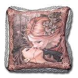Victoria Franc&egrave;s 10284200 Kissen - Kiss, 50 x 50 cm, 100% Polyester, mit feiner schwarzer Spitze brown