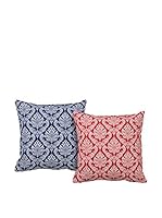 Bottega Tessile Set Cojín Con Relleno Extraíble 2 Uds. (Rojo/Azul)