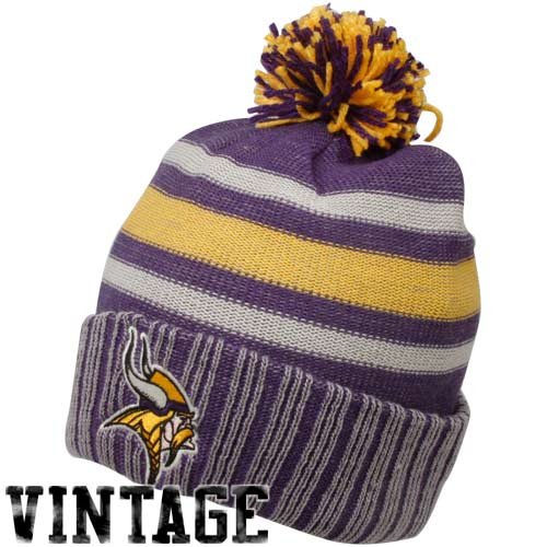 NFL Men's Classics Cuffed Pom Knit Hat - KD97Z (Minnesota Vikings, One Size Fits All)
