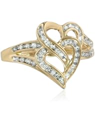 10k Yellow Gold Diamond Heart Ring (1/10cttw, I-J Color, I2-I3 Clarity)