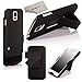 S5 Case, Galaxy S5 Holster Case, SGM (TM) Samsung Galaxy S5/SV Shell Holster Combo Protective Case with Kick-Stand Belt Clip Holster + SGM Microfiber Cleaning Cloth - (Black)