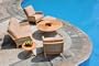 New Luxurious 6 Piece Deep Seating Teak Sofa Set with woven wicker raisin sides: Loveseat, 2 Lounge Chairs, Side table, Coffee table and Ottoman with Sunbrella cushions in any fabric color.