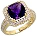 14 Karat Gold Grosser Steinen Ring, mit 0.50 Karat Brilliantschliff Diamanten & 3.15 Karat 9mm Kissenschliff Amethyst Stein, (13mm) breit
