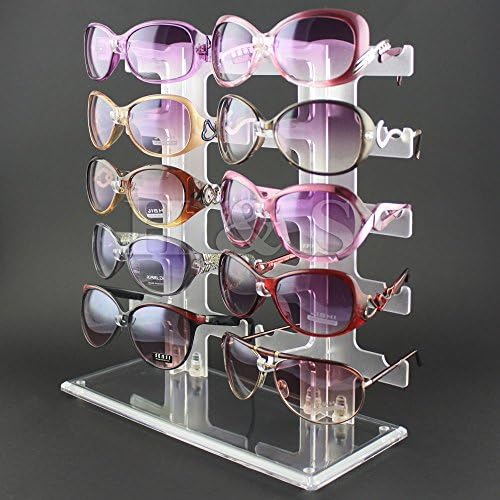 KingsTop -Display Stand- Sunglasses Rack Sunglasses Holder Clear Display Stand for 10 pairs of eyeglasses (10 pairs clear)