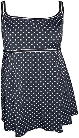 Longitude Plus Size Swimdress Swimsuit Dot 18-24 (20W, Black/White)