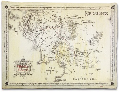 The Lord Of The Rings - Parchment Map Art Print: (Size: 34'' x 22'')