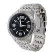 Geneva Platinum Mens Round Face Link Watch