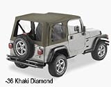 03-06 Wrangler Soft Top Replacement Top CLEAR windows No Doors - Black Diamond