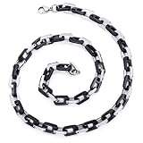 Mens Black Stainless Steel Art Deco Link Necklace