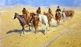 FRAMED oil paintings - Frederic Remington - 24 x 14 inches - Pony Tracks in the Buffalo Trails