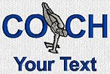 Personalized custom embroidered male gymnastics COACH design on ladies t-shirt