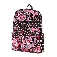 Medium Quilted Floral Backpack - Pink/Brown 11' x 13' x 4'