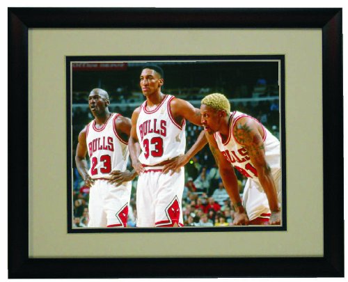 Chicago Bulls Trio- Michael Jordan, Scotty Pippen, Dennis Rodman Framed 8"x 10" Photo