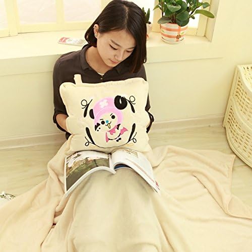 Follow518 Japanese Anime One Piece Cute Chopper Style 2-pc. Pillow(15.75 by 15.75 Inch) & Plush Throw(31.49 by 39.37 Inch) Set - Quality Super Soft Short Plush Fabric Blanket Machine Washable