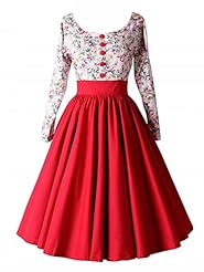 Plus Size Cotton/Elastane Floral Print Vintage Evening Dress/Prom Dress/Wedding Party Dress 